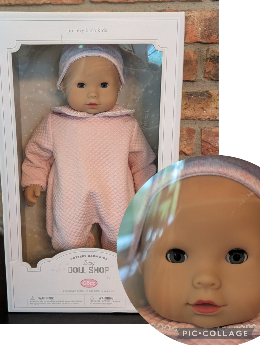 NIB Pottery Barn Kids GOTZ Baby Doll Leila 16" Blue Eyes + Pink Outfit  NEW!